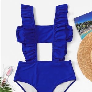 Royal Blue Bandeau Top W/ Ruffle Suspender (2pc.)